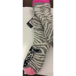 NWT Olivia + Joy Pink Zebra Slipper Socks 4/10‎